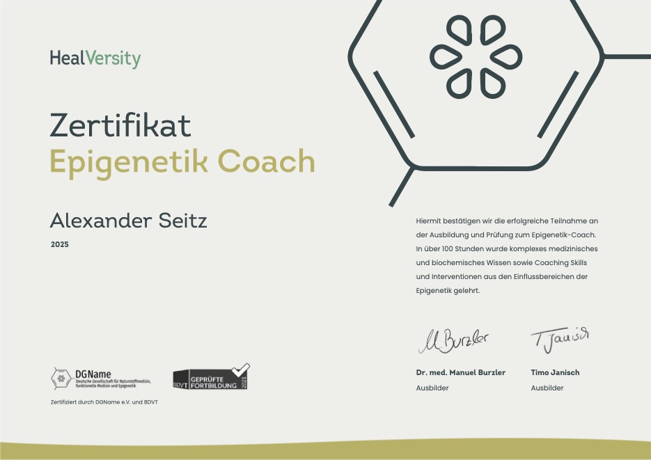 Zertifikat: Epigenetik Coach, HealVersity