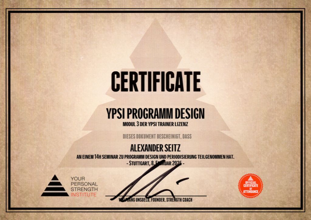 Zertifikat: YPSI Programm Design