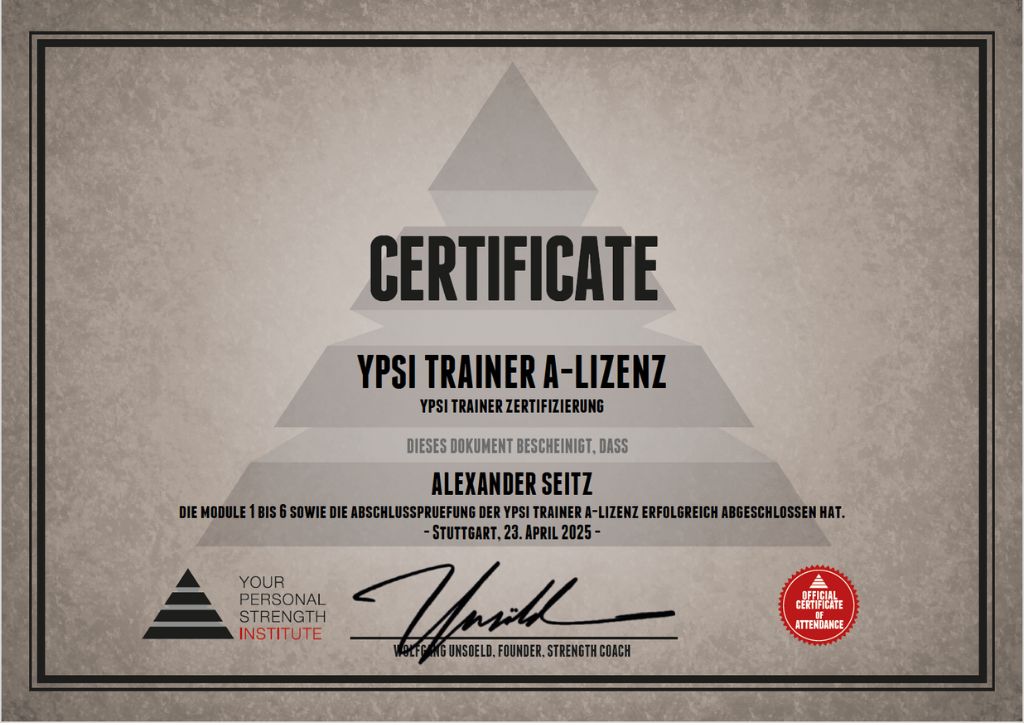 Zertifikat: YPSI Trainer A-Lizenz